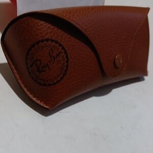 Ray-Ban Tan Sunglasses Hard Protective Case w Gold Logo Embossed Unisex EUC